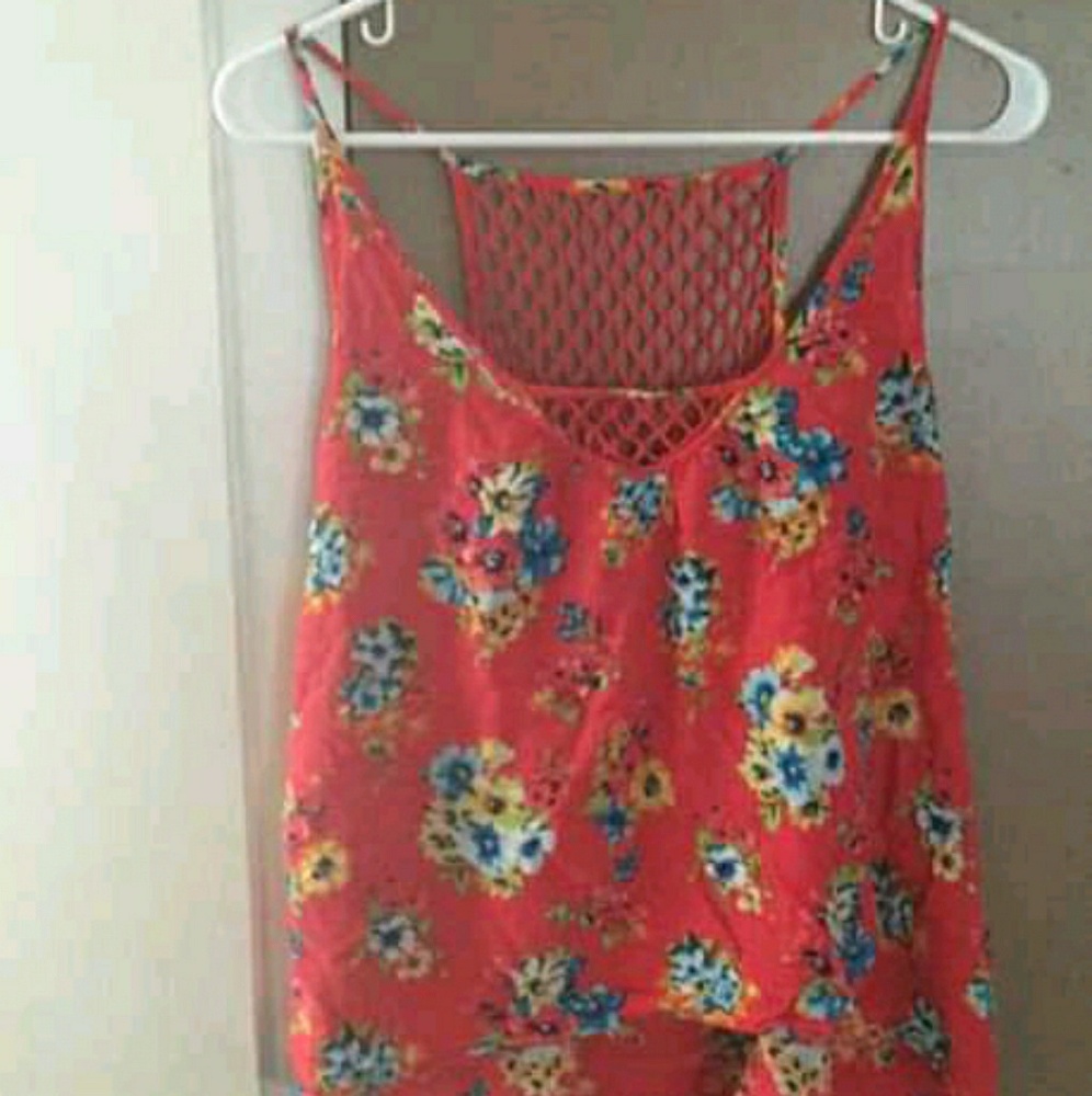 Pink flowered tank top